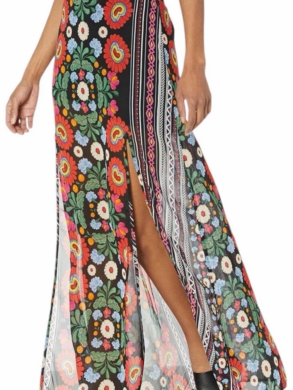 Show Me Your MuMu Black Floral Maxi Skirt with Multicolor Print